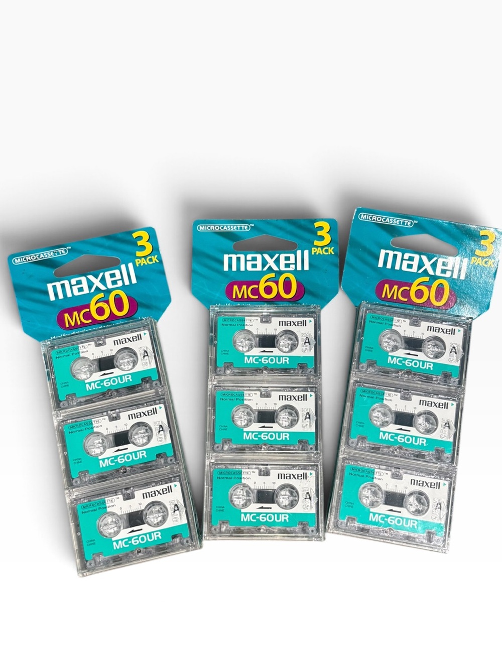 New Maxell MC60Microcassette 3-Pack
(Teal) - Lot of 3 Packs Total Of 9
Tapes